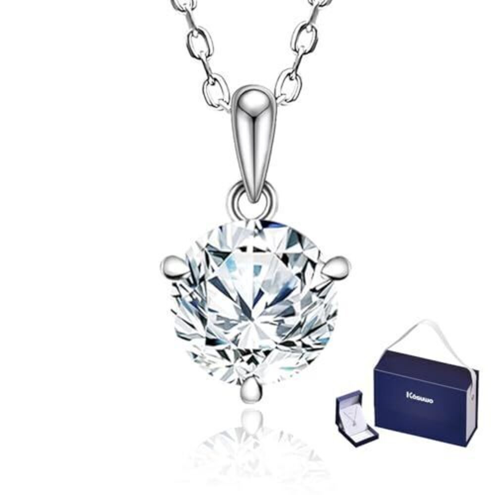 6832 Moissanite Necklace 1.0CT D Color,18K White Gold Plated Sterling